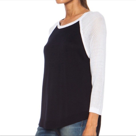 Rag & Bone Jeans Lexie Colorblock Raglan Knit Pullover, dark navy/white, S - Picture 4 of 10